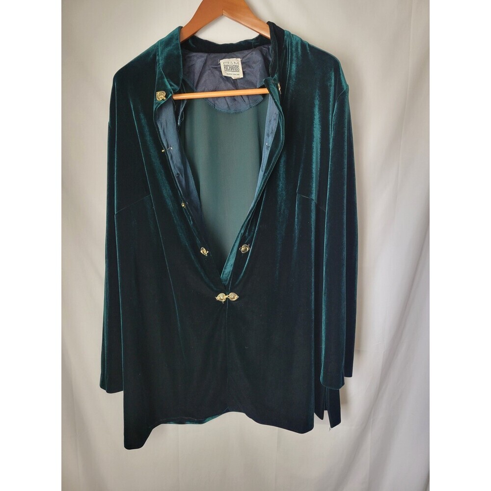R &‎ M Richards by Karen Kwong Women's Emerald Green Velvet Tunic Top Blouse